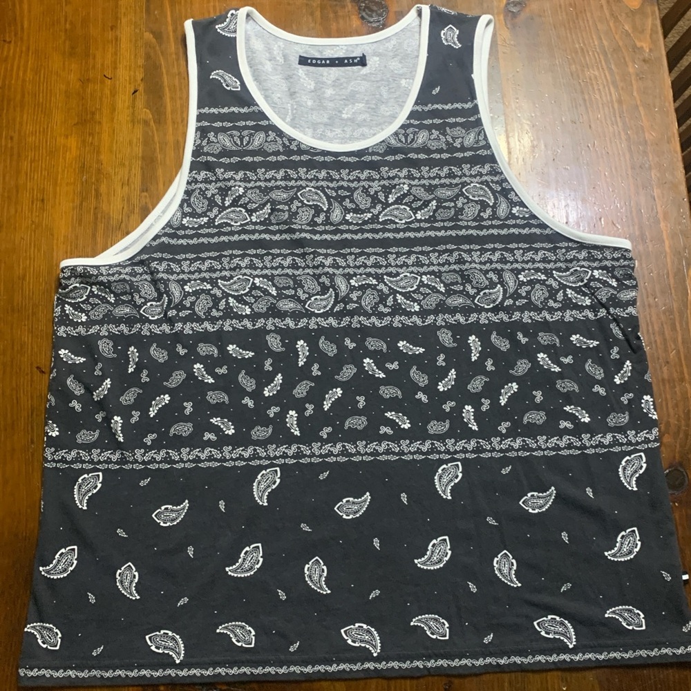 Edgar + Ash vintage men’s 2XL tank top black and white